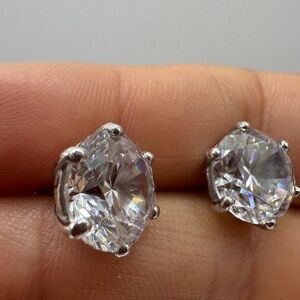 Giant extra large CZ diamond silver studs excellent cut super sparkle